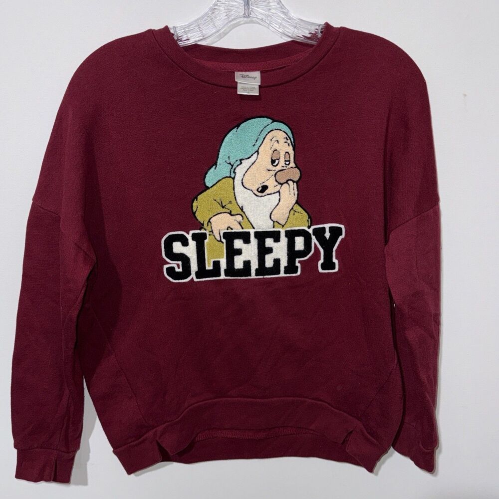Disney Women's Long Sleeve Pullover Sweater Dwarfs "Sleepy" Small Top